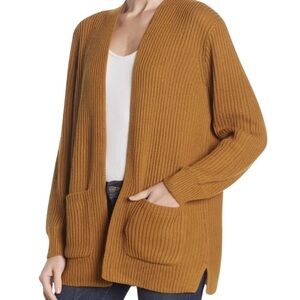 Madewell Nolan Ribbed Open Front Cardigan Women’s  XL Mustard Knit Sweater